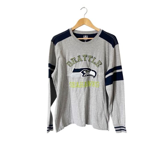 NFL Seattle Seahawks Gray Crewneck Embroidered Long Sleeve Shirt Women’s XL - Picture 1 of 4
